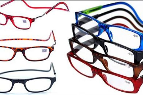  Hav læsebrillen lige ved hånden - smart og lækkert design - Smart magnetisk brille, justerbar længde, inkl. fragt, værdi kr. 217,- 