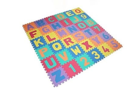 1 of 2 foam speelmatten Puzzel van 36 stukjes cijfers en letters