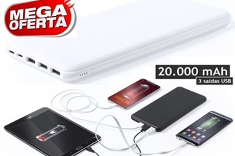 MEGA OFERTA: Power Bank de 20.000 mAh para carregar até 3 dispositivos simultaneamente por USB por 22€. Não fique sem bateria! ENVIO IMEDIATO. PORTES INCLUÍDOS.