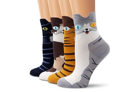 4-delige set sokken met kattenprint