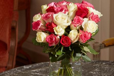 Bouquet de 25 roses et billes chocolat noisettes en option avec Les fleurs de Nicolas (jusqu'à 37% de réduction)