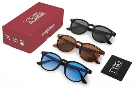Paquete de 3 pares de gafas de sol modelo Bogart de Twig Concept Milano, con envío gratuito