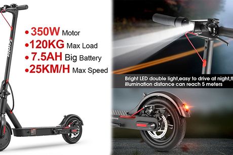 Ultra-fedt foldbart el-løbehjul - stærk 350W motor med op til 25 km/t samt kraftfulde lygter