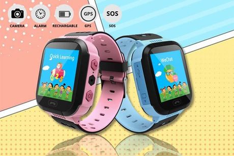 £9.99 instead of £49.99 for a kids' GPS tracker smartwatch in pink and blue from Obero 