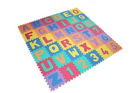 Alfombra puzzle infantil de 36 piezas de la A a la Z y del O al 9