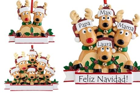 1, 2 o 3 decoraciones navideñas personalizables con renos