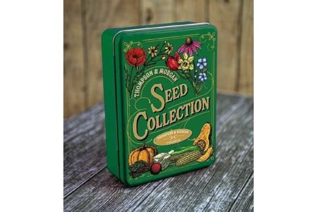 Vintage Green Seeds Storage Tin  by Thompson and Morgan