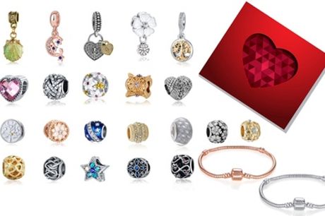Caja de San Valentín con dijes y pulseras con Swarovski Elements con envío gratuito