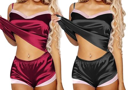£8.99 instead of £19.99 for a ladies silky cami top and shorts set - 4 colours from Whoop Trading - save 55%