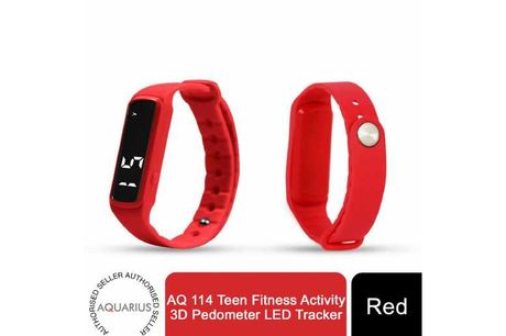 Aquarius AQ114 Teen Fitness Activity 3D Pedometer LED Tracker,Red