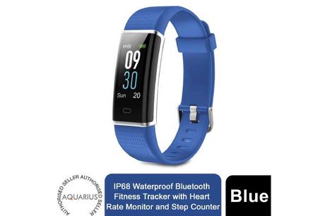 Aquarius IP68 Waterproof Bluetooth Fitness Tracker with HRM, Blue