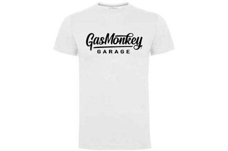 Gas Monkey Garage Large Script Logo White T Shirt