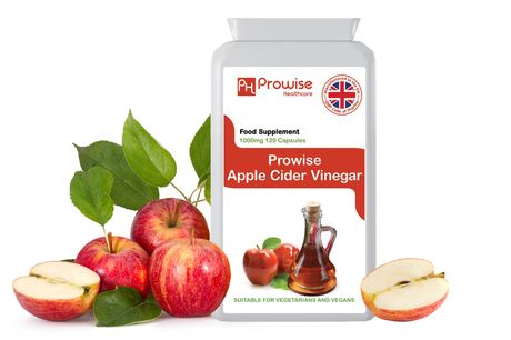 £12.99 instead of £26.99 for a 2 month supply* of apple cider vinegar capsules, £22.99 for a 4 month supply* and £32.99 for a 6 month supply* from Prowise Healthcare - save up to 52%