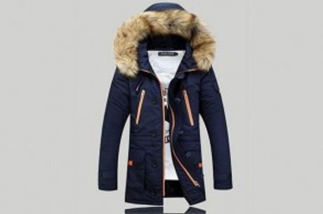 Varm Herre Vinterjakke.  Lækker parka jakke til mænd, der er perfekt til vinter/skiferie - er både vind- og vandtæt. 