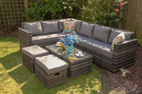 £849 instead of £1499.99 for an eight-seater polyrattan garden furniture set or £879 for a set with a rain cover Dreams Outdoors - save up to 45%