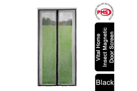 Vital Home Insect Magnetic Hands-Free Screen Door, Black