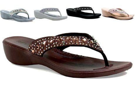 Womens Toe Post Diamante Sandals Sparkly Flip Flops