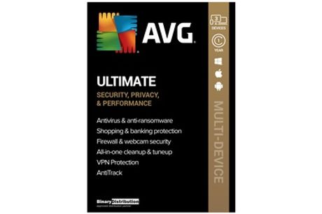 Antivirus AVG Ultimate 2021 con AntiTrack para 3 dispositivos durante 1 o 2 años