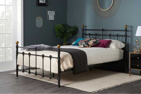 Traditional Style Antique Atlas Metal Bed Frame in Black