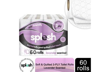 Splesh by Cusheen Toilet Roll, Soft&Quilted Eco-Friendly Lavender