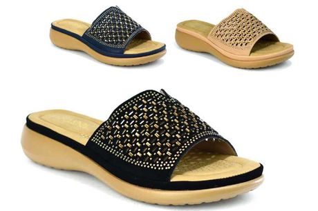 Womens Open Toe Comfort Strappy Slide Sandals