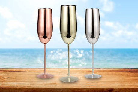 £9.99 instead of £39.99 for a stainless steel champagne glass flute in gold, silver or rose gold, or £14.99 for two flutes from Supertrendinuk - save up to 75%