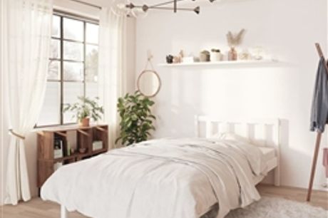 Estrutura de cama de solteiro UK 90x190 cm pinho maciço branco por 144.54€ PORTES INCLUÍDOS