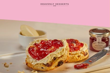 £6.50 instead of £10.95 for a cream tea for two people at Heavenly Desserts – choose from 12 locations and save 41%