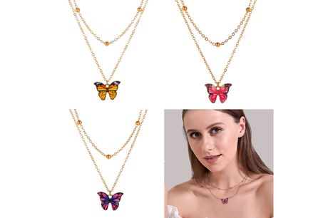 £8.95 instead of £29.99 for a Double Row Butterfly Pendant Necklace 