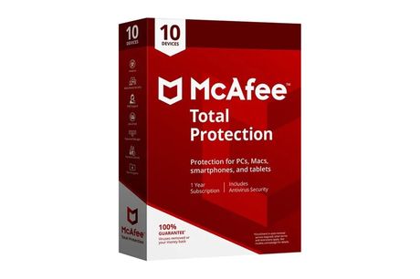 £10.99 instead of £19.99 for a one-year subscription to McAfee Total Protection 2022 for one device, £17.99 for five devices or £19.99 for 10 devices - save up to 45%