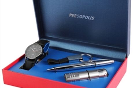 Conjunto Persopolis Relógio com Caneta Lanterna e Porta-Chaves Black - 2900128-002 por 43.56€ PORTES INCLUÍDOS