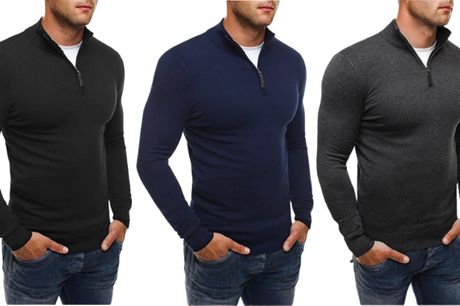 Varm sweater med lynlås til mænd