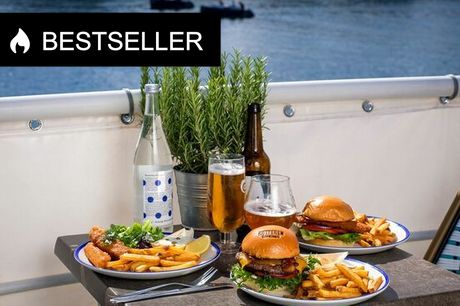 Valgfri burger/Fish'n'Chips . Smag på foråret på Kutteren - udsigt til Kbh's tårne og havn!
