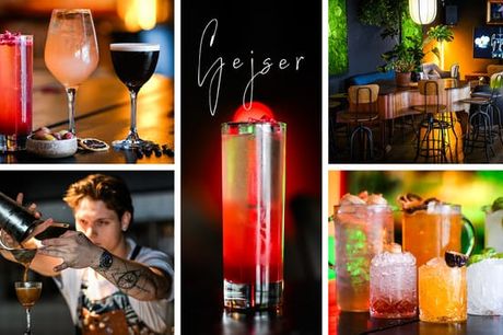 Nyhed: Tasting eller Pitcher hos Gejser Cocktailbar. 3 suveræne sommercocktails  inkl. snack eller valgfri pitcher