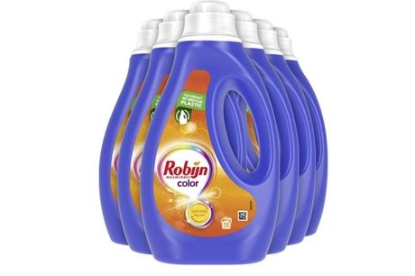 6 flessen Robijn Color-vloeibaar wasmiddel (1 L) <h2>Wat krijg je?</h2>
<ul>
 <li>Vloeibaar wasmiddel van Robijn</li>
 <li><strong>Soort: </strong>Color</li>
 <li><strong>Aantal:</strong> 6 flessen</li>
</ul>
<h2>Specificaties </h2>
<ul>
 <li><strong>Inho