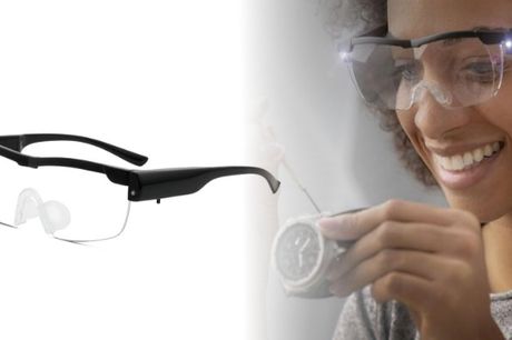 Smarte forstørrelsesbriller med LED-lys
