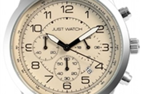 Relógio Just® Ático Homem Cronógrafo com Pulseira de Pele Genuína por 83.69€ PORTES INCLUÍDOS