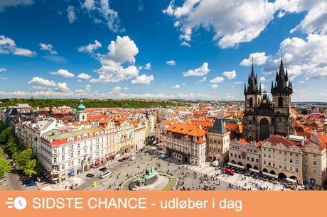 Togrejse til Prag. Oplev den fantastiske tjekkiske hovedstad inkl. 3 overnatninger på hotel, dinner-cruise på Moldau m.m. Rejs fra DK i maj-okt.