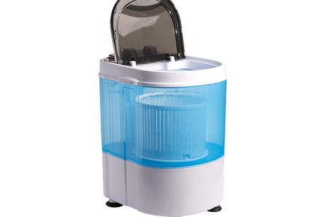 Nexxt Mini wasmachine met centrifuge - Campingwasmachine - Enkele trommel - Voor 3KG was - Wit/Blauw
