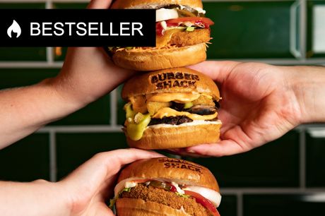 Valgfri burger fra Burger Shack. Bestselleren er tilbage! Hent en lækker burger til under halv pris hos Burger Shack. Gælder i hele landet.