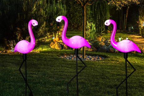 Atmosfæriske flamingo solcellelamper i 3 dele